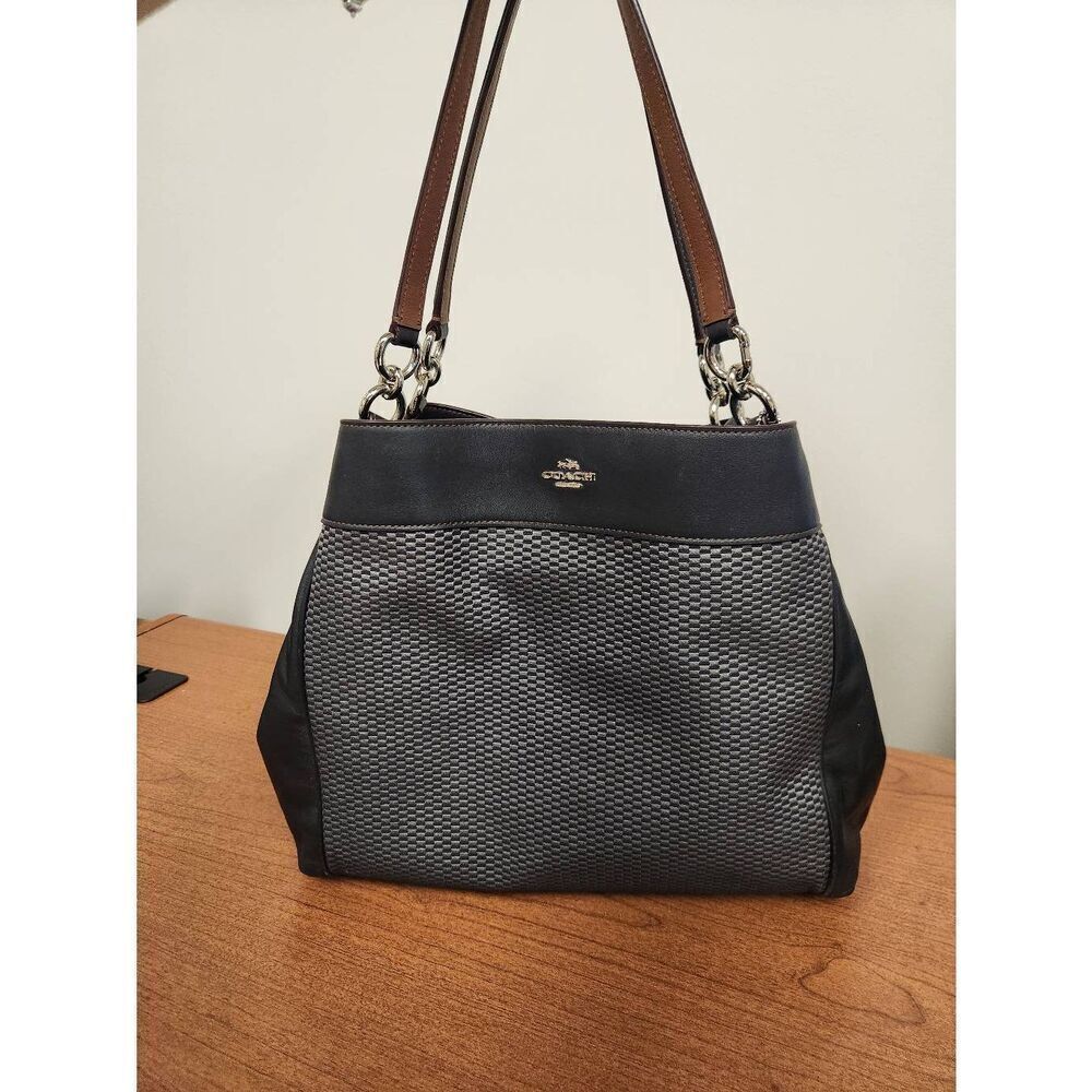 Coach Legacy Jacquard Lexy Black Canvas 3 Compartments Shoulder Bag - Picture 4 of 10